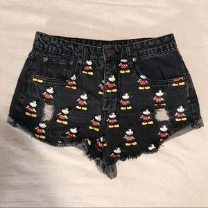 F21 Black Mickey Mouse shorts